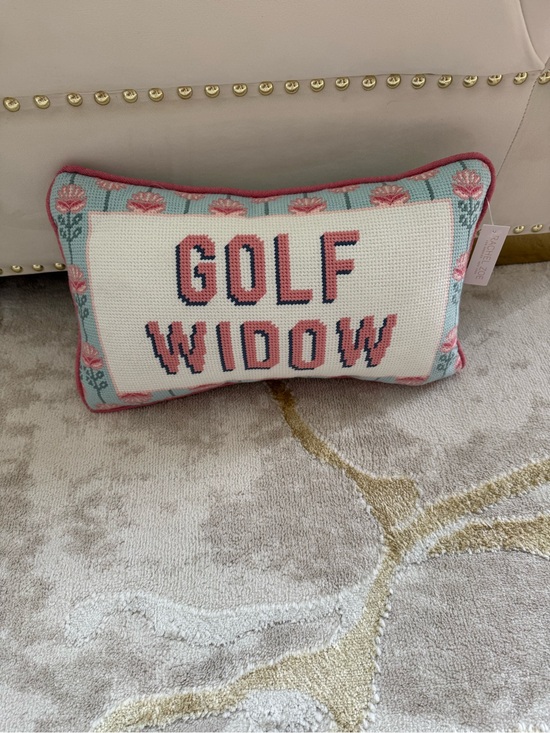 Rachel Zoe Other - Rachel Zoe Pink and Light Blue 'Golf Widow' Needlepoint Accent Pillow